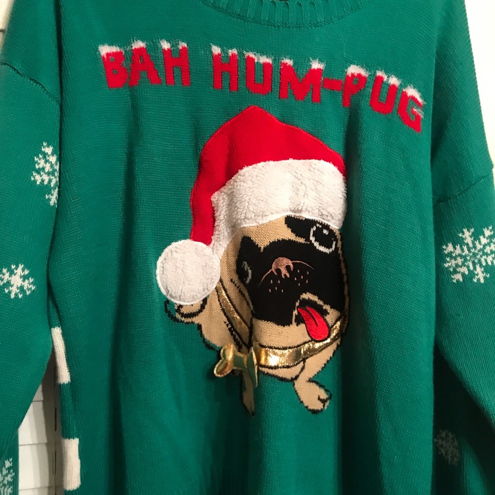 Bag HumPug ugly Christmas sweater XL